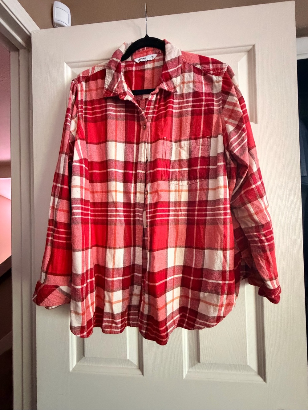 Sonoma Red and Cream Plaid Button-Down Shirt